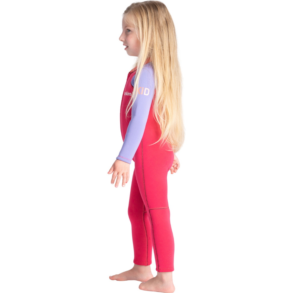 2025 C-Skins Junior C-KID 3/2mm Front Zip Wetsuit C-BA32ST - Coral / Lilac